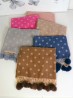 Cashmere Feeling Polka-dot Scarf with Pom Pom 